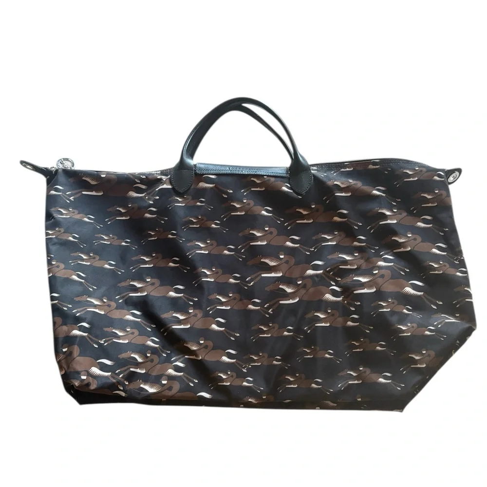 Longchamp Le Pliage Oversized Horse Print Nylon Travel Tote Bag - NWT